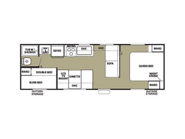 Rent RV Denver Travel Trailer Grey Wolf 26BH Floor Plan